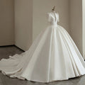 Simple And High-end Mid Sleeved V-neck Wedding Dress - Luzilly Bridal & Apparel