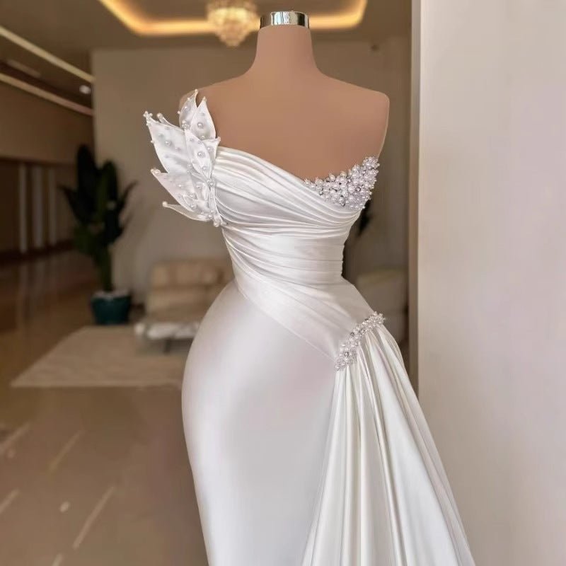 Simple Satin Sleeveless Wedding Dress - Luzilly Bridal & Apparel