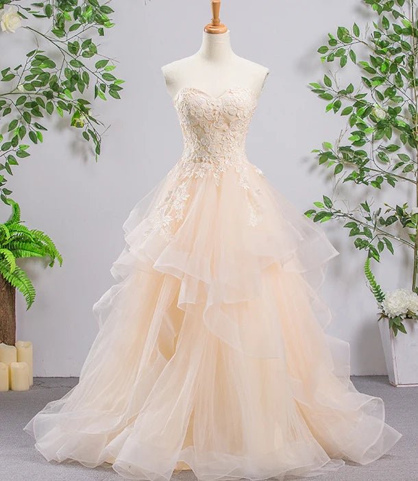 Simple Sweetheart Ball Gown Wedding Dress with Chapel Train - Luzilly Bridal & Apparel