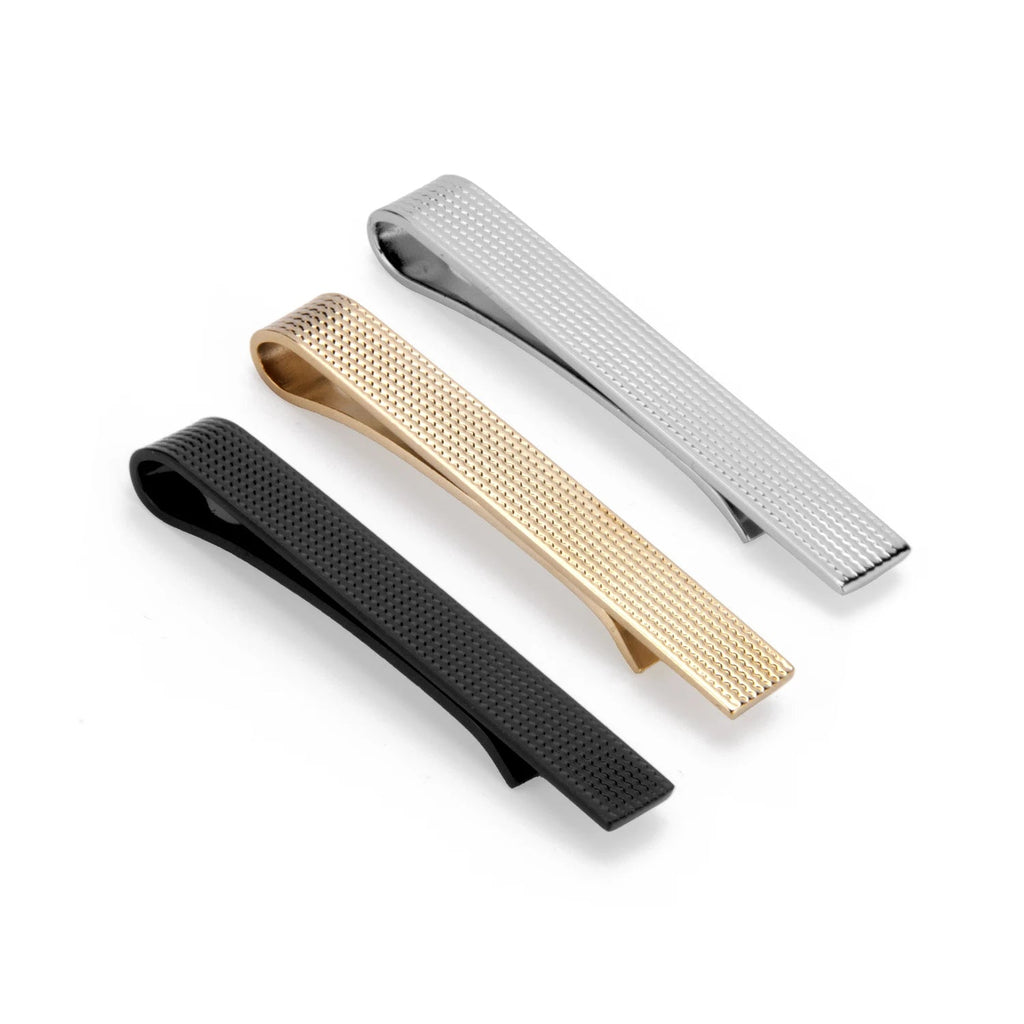 Simple Tie Clip Set Pin 5.5cm Wed Men's Tie Clip Minimalist Tie Clips And Cufflinks Necktie Metal Pins Groomsmen Gifts With Box - Luzilly Bridal & Apparel