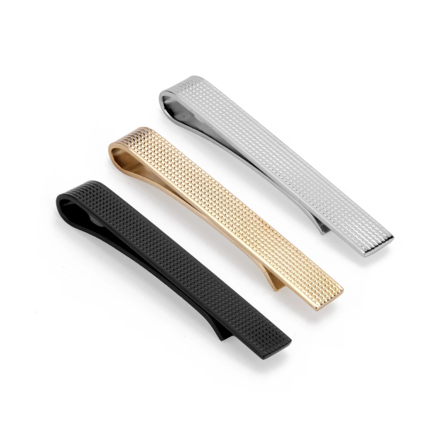 Simple Tie Clip Set Pin 5.5cm Wed Men's Tie Clip Minimalist Tie Clips And Cufflinks Necktie Metal Pins Groomsmen Gifts With Box - Luzilly Bridal & Apparel