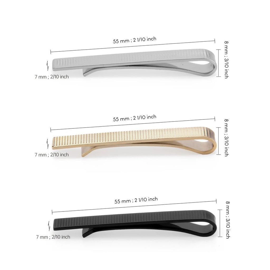Simple Tie Clip Set Pin 5.5cm Wed Men's Tie Clip Minimalist Tie Clips And Cufflinks Necktie Metal Pins Groomsmen Gifts With Box - Luzilly Bridal & Apparel