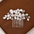 Simple wedding jewelry crystal pearl handmade crystal hair comb - Luzilly Bridal & Apparel