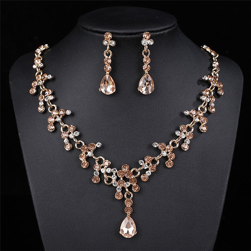 Simple Zircon Two-Piece Bridal Set - Luzilly Bridal & Apparel