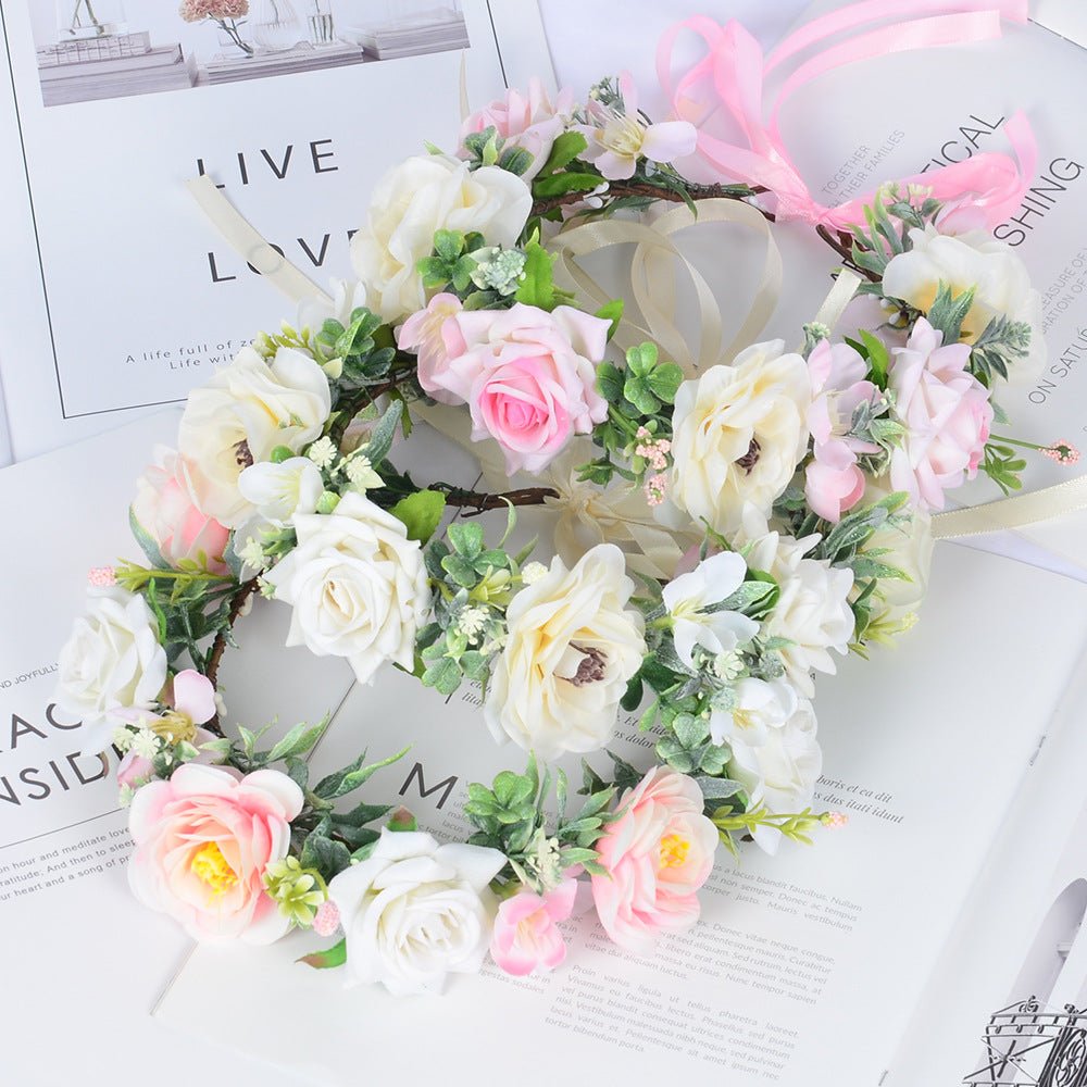 Simulated Rose Blossoms Adjustable Headwear Wreath Bridal Fairy Princess Birthday Performance Headwear - Luzilly Bridal & Apparel
