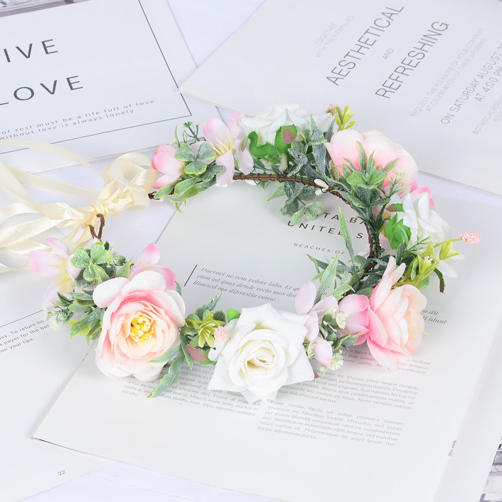 Simulated Rose Blossoms Adjustable Headwear Wreath Bridal Fairy Princess Birthday Performance Headwear - Luzilly Bridal & Apparel