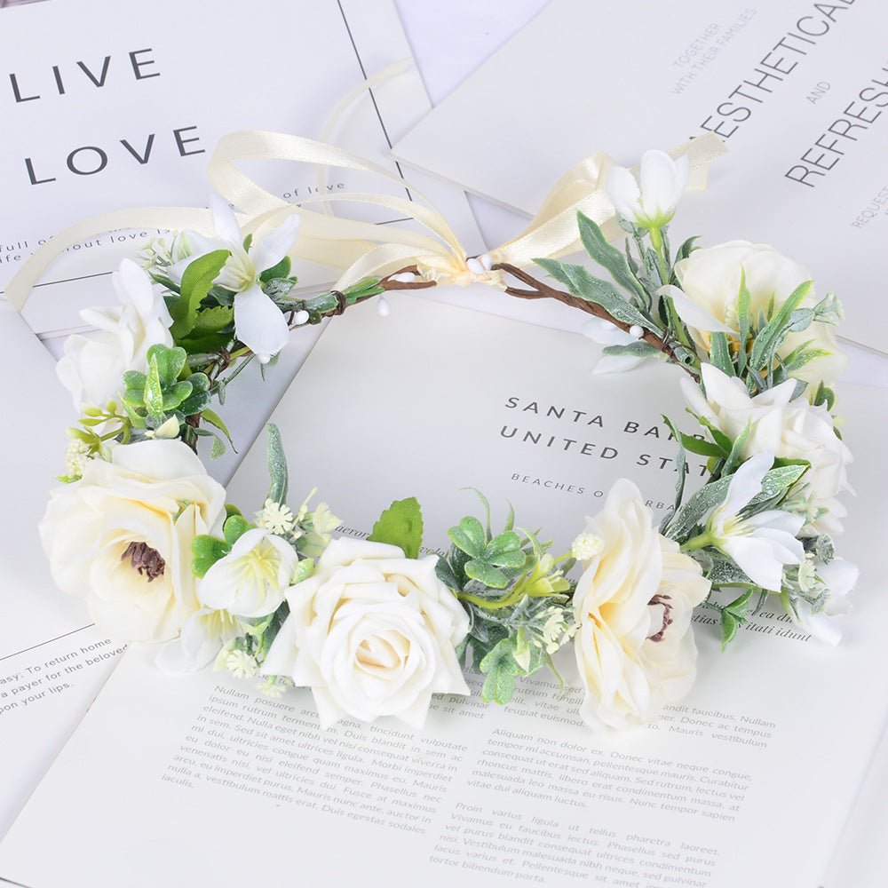 Simulated Rose Blossoms Adjustable Headwear Wreath Bridal Fairy Princess Birthday Performance Headwear - Luzilly Bridal & Apparel