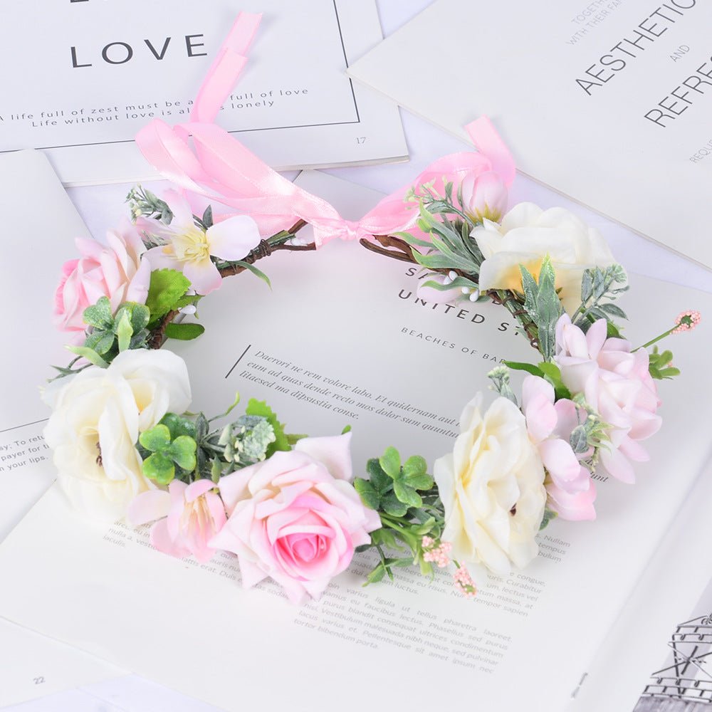 Simulated Rose Blossoms Adjustable Headwear Wreath Bridal Fairy Princess Birthday Performance Headwear - Luzilly Bridal & Apparel