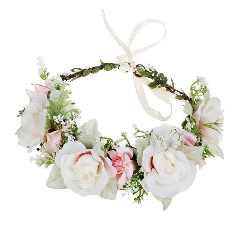 Simulated Rose Blossoms Adjustable Headwear Wreath Bridal Forest Flower Wedding Photography Scale Pretend - Luzilly Bridal & Apparel