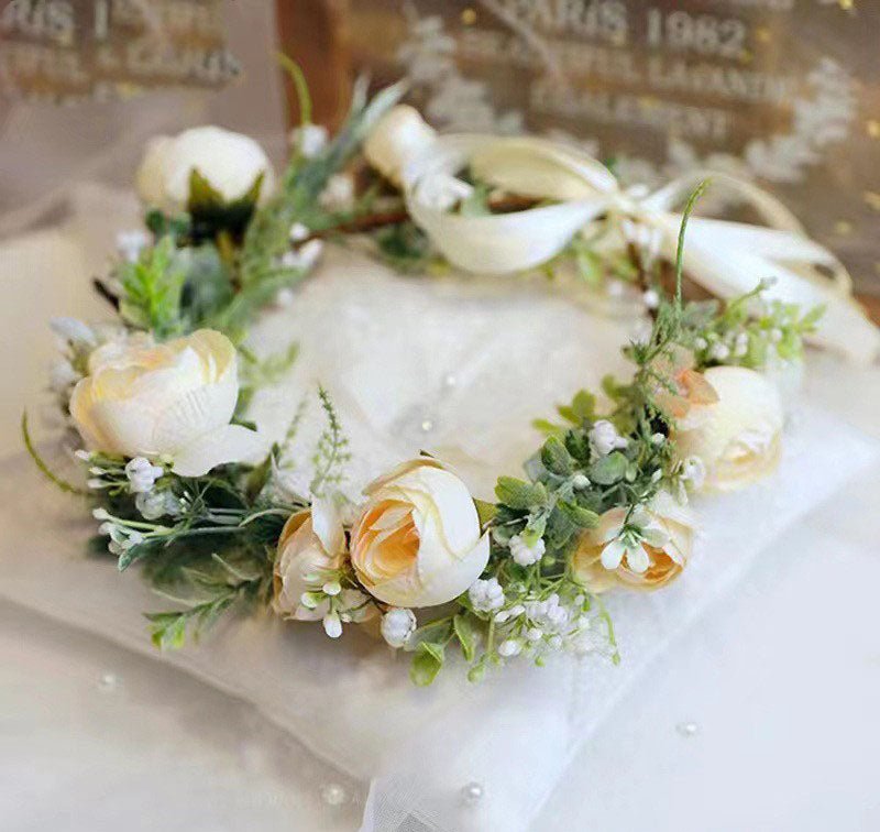 Simulated Rose Blossoms Adjustable Headwear Wreath Bridal Forest Flower Wedding Photography Scale Pretend - Luzilly Bridal & Apparel