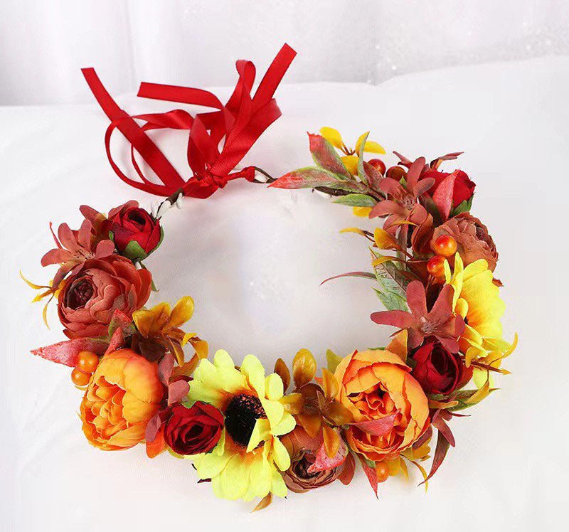 Simulated Rose Blossoms Adjustable Headwear Wreath Bridal Forest Flower Wedding Photography Scale Pretend - Luzilly Bridal & Apparel