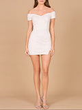 Sleek Off Shoulder Bridal Cocktail Dress | 51176 - Luzilly Bridal & Apparel