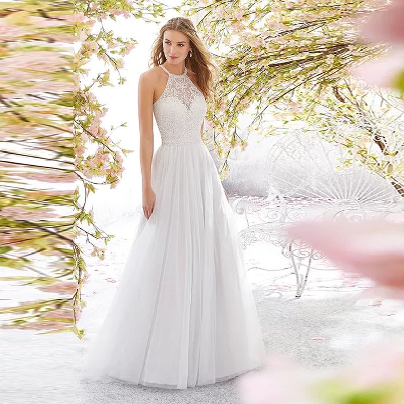 Sleeveless Halter Wedding Dress Slim Long Skirt - Luzilly Bridal & Apparel