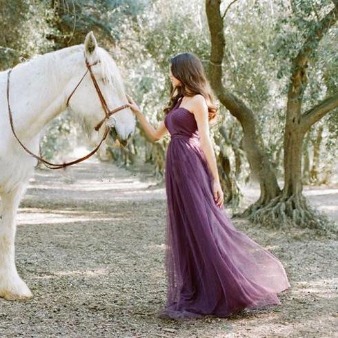 Sleeveless Purple Mesh Maxi Gown - Luzilly Bridal & Apparel