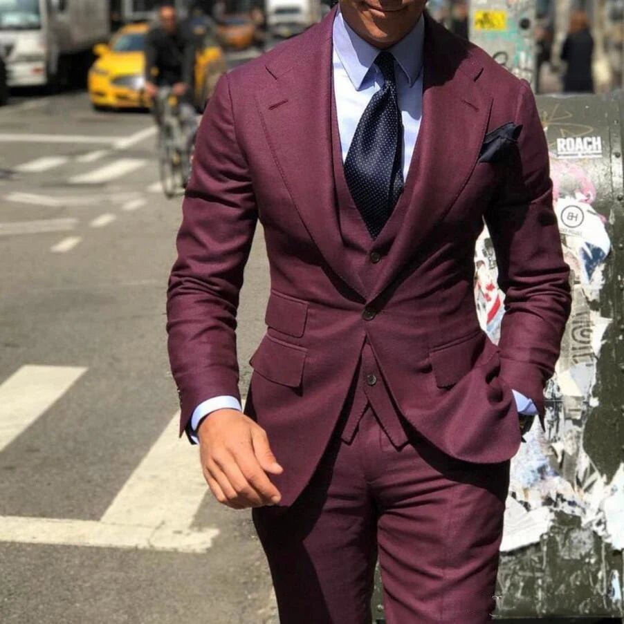 Slim-Fit 3-Piece Groom Tuxedo — Wedding Suit - Luzilly Bridal & Apparel