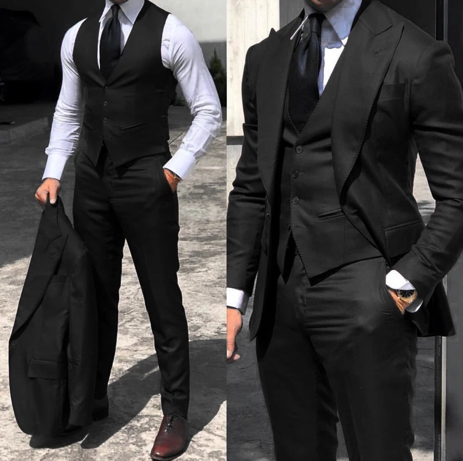 Slim-Fit 3-Piece Groom Tuxedo — Wedding Suit - Luzilly Bridal & Apparel