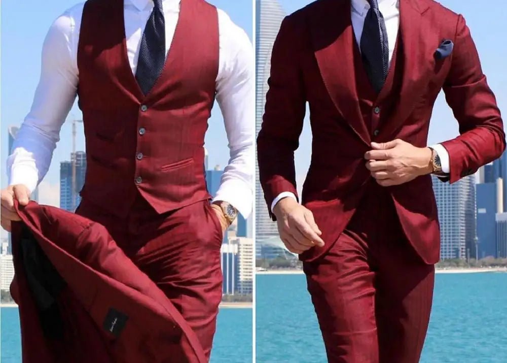 Slim-Fit 3-Piece Groom Tuxedo — Wedding Suit - Luzilly Bridal & Apparel