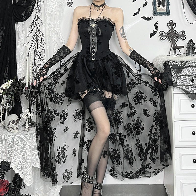 Slim-fit Dark Bridal Mesh Dress - Luzilly Bridal & Apparel