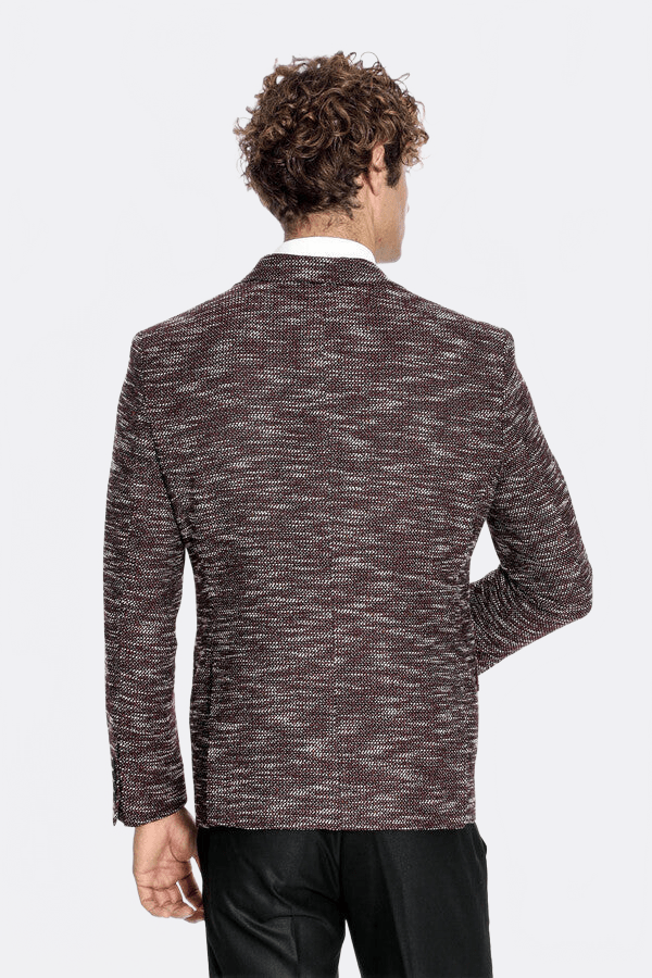 Slim Fit Patterned Sport Burgundy Men Blazer - Wessi - Luzilly Bridal & Apparel