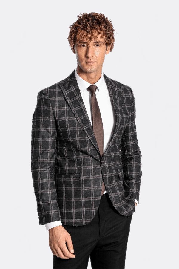 Slim Fit Peak Lapel Black Men Blazer - Wessi - Luzilly Bridal & Apparel