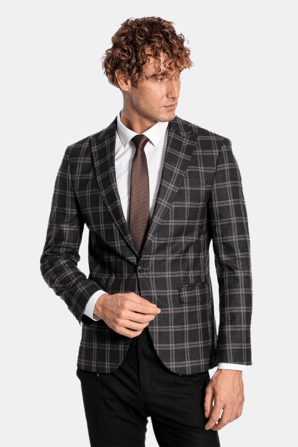 Slim Fit Peak Lapel Black Men Blazer - Wessi - Luzilly Bridal & Apparel