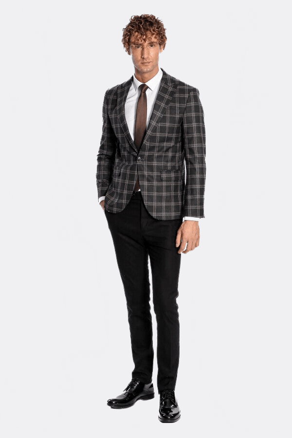 Slim Fit Peak Lapel Black Men Blazer - Wessi - Luzilly Bridal & Apparel
