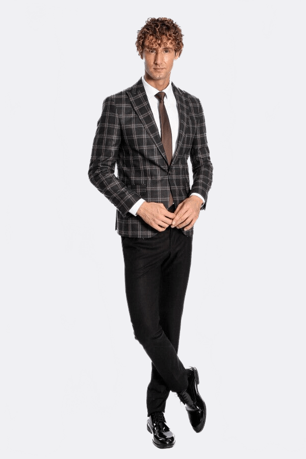 Slim Fit Peak Lapel Black Men Blazer - Wessi - Luzilly Bridal & Apparel