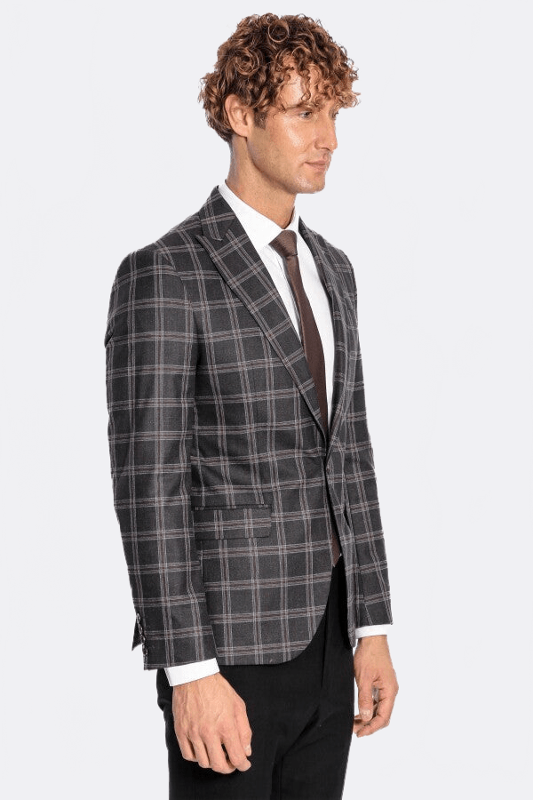 Slim Fit Peak Lapel Black Men Blazer - Wessi - Luzilly Bridal & Apparel