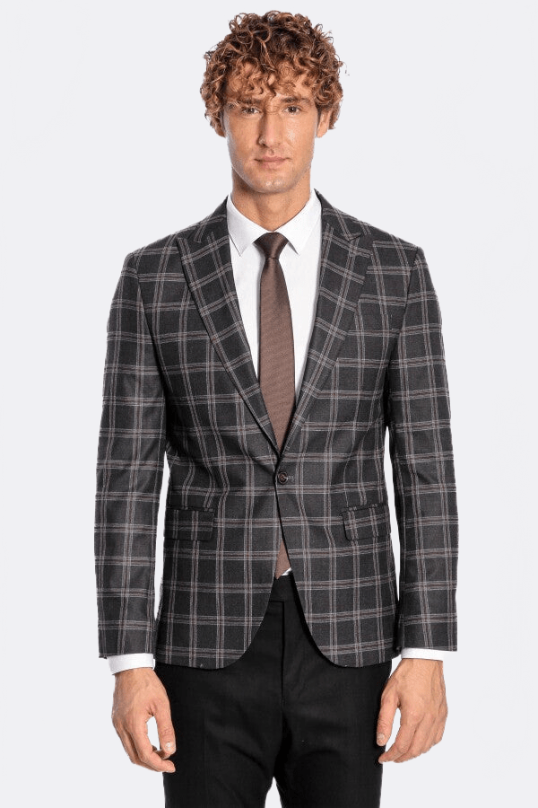 Slim Fit Peak Lapel Black Men Blazer - Wessi - Luzilly Bridal & Apparel