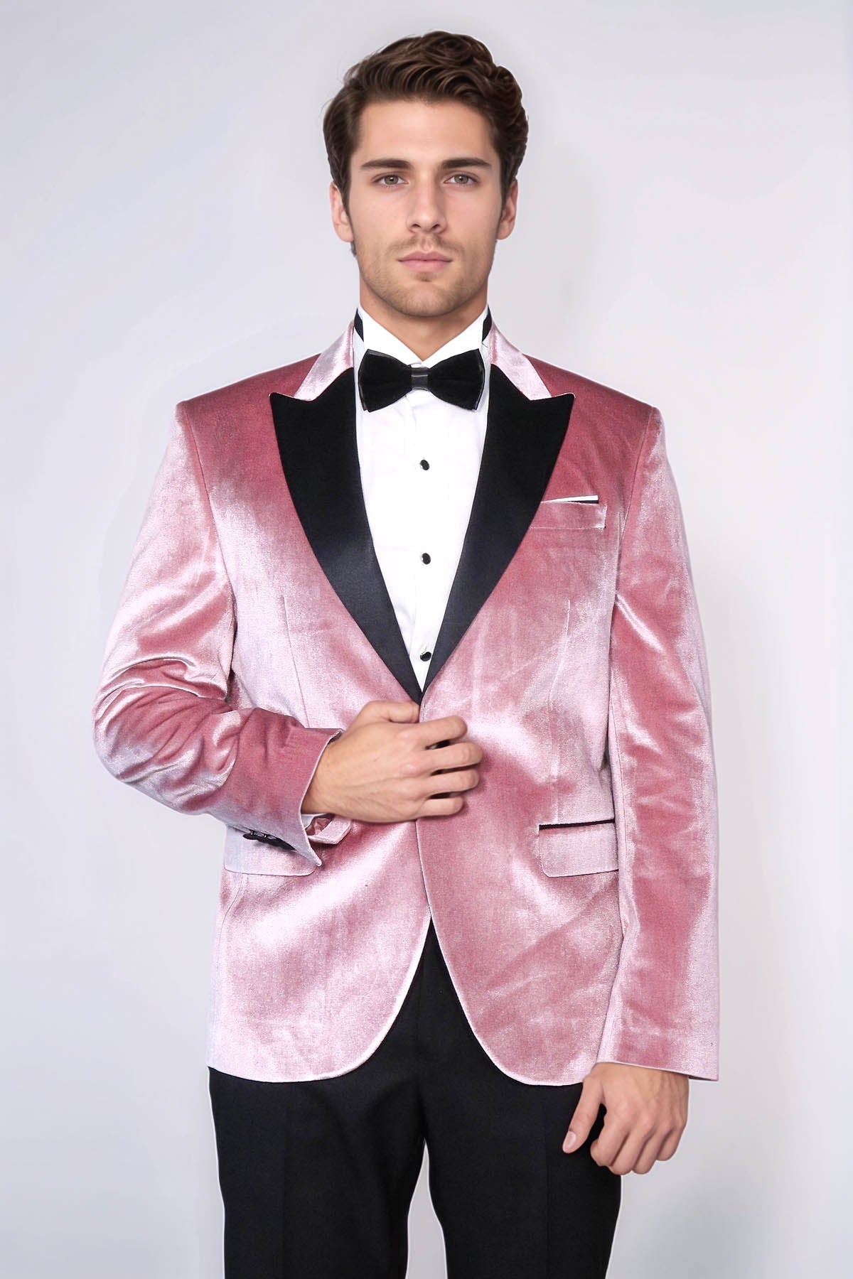 Slim Fit Peak Lapel Velvet Pink Men Tuxedo Jacket - Wessi - Luzilly Bridal & Apparel