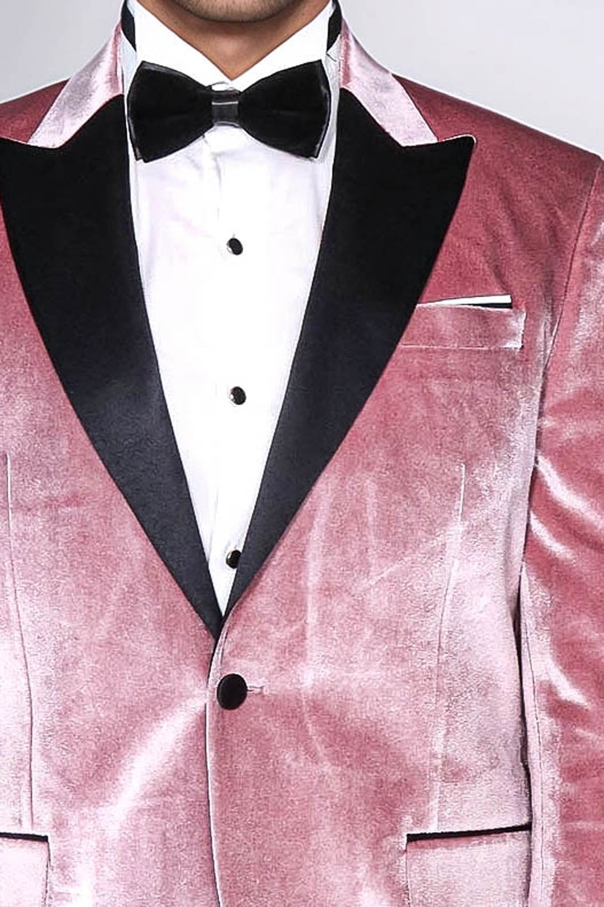Slim Fit Peak Lapel Velvet Pink Men Tuxedo Jacket - Wessi - Luzilly Bridal & Apparel