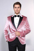 Slim Fit Peak Lapel Velvet Pink Men Tuxedo Jacket - Wessi - Luzilly Bridal & Apparel