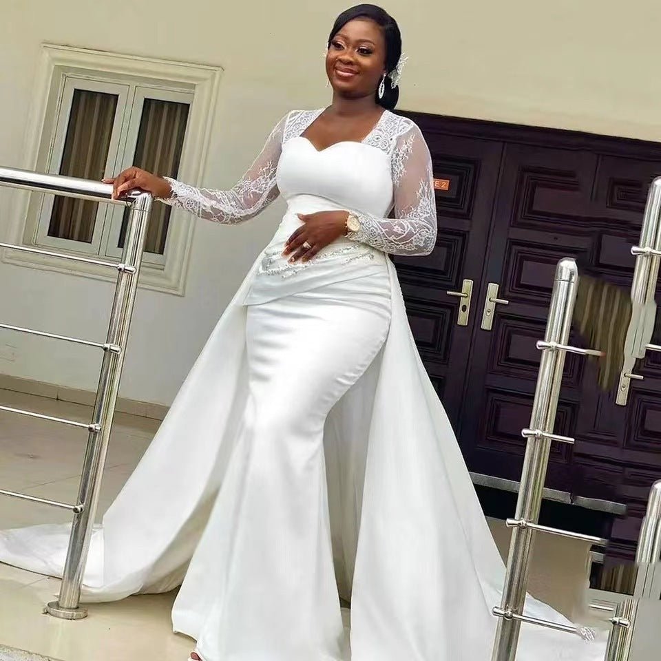 Slim High Waist White Satin Party Bridal Wedding Dress - Luzilly Bridal & Apparel