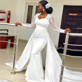 Slim High Waist White Satin Party Bridal Wedding Dress - Luzilly Bridal & Apparel