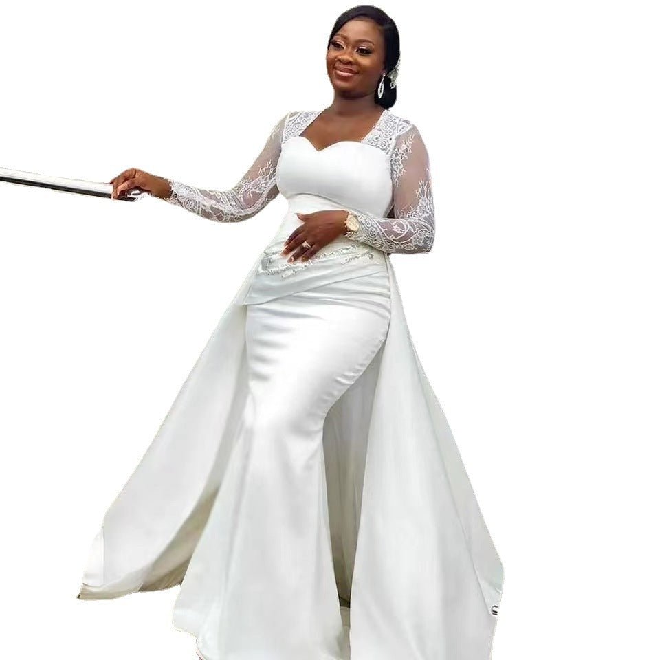 Slim High Waist White Satin Party Bridal Wedding Dress - Luzilly Bridal & Apparel