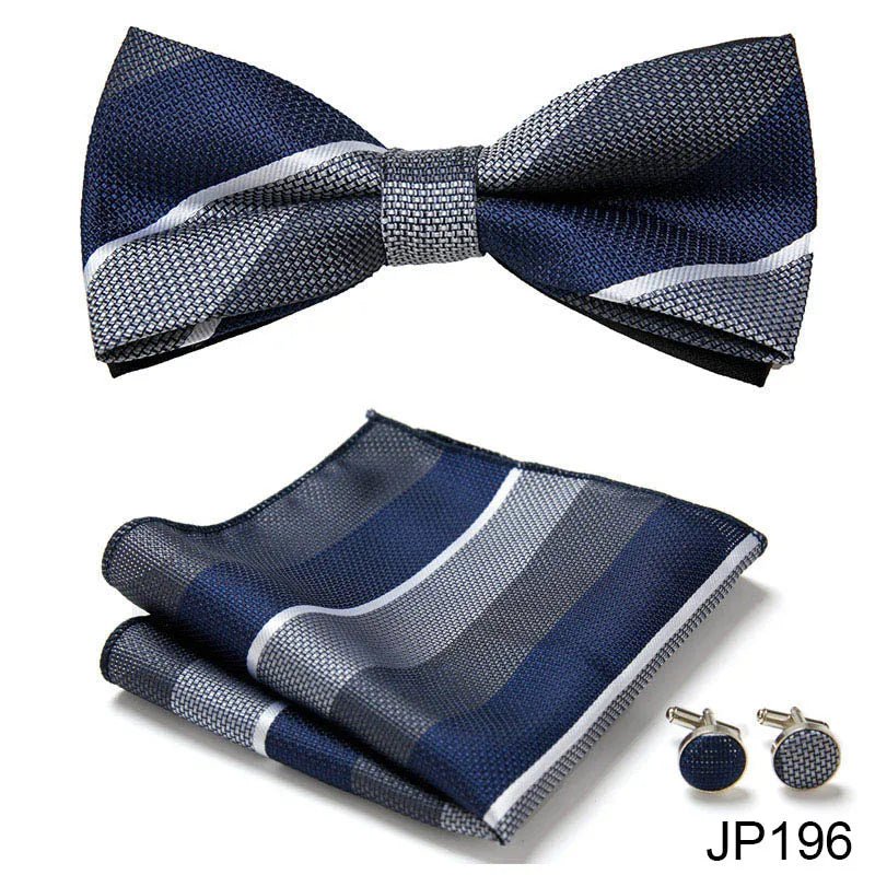 Slim Tie Set Men Bow Tie And Pocket Square Bowtie Necktie Cravate Handkerchief Man Corbatas Hombre Pajarita Fit Wedding - Luzilly Bridal & Apparel