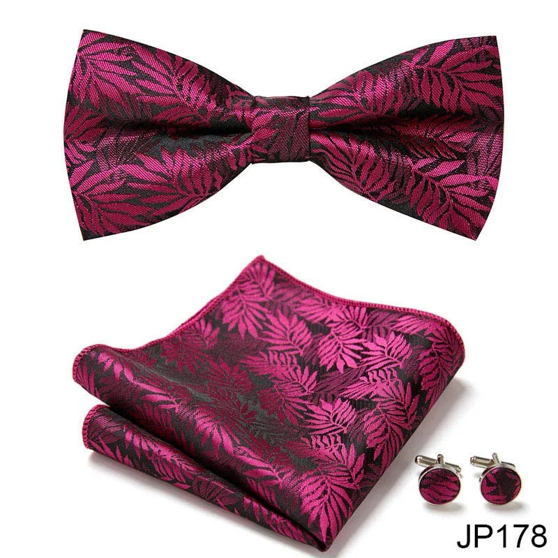 Slim Tie Set Men Bow Tie And Pocket Square Bowtie Necktie Cravate Handkerchief Man Corbatas Hombre Pajarita Fit Wedding - Luzilly Bridal & Apparel
