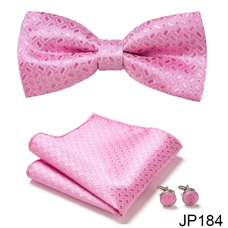 Slim Tie Set Men Bow Tie And Pocket Square Bowtie Necktie Cravate Handkerchief Man Corbatas Hombre Pajarita Fit Wedding - Luzilly Bridal & Apparel