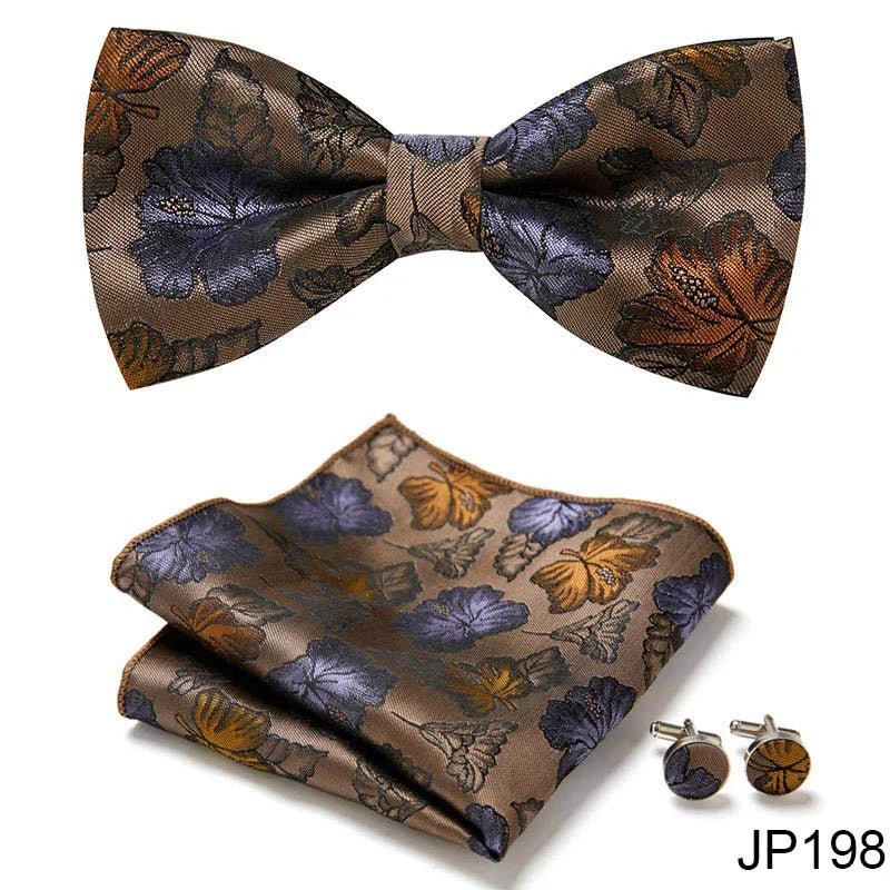Slim Tie Set Men Bow Tie And Pocket Square Bowtie Necktie Cravate Handkerchief Man Corbatas Hombre Pajarita Fit Wedding - Luzilly Bridal & Apparel