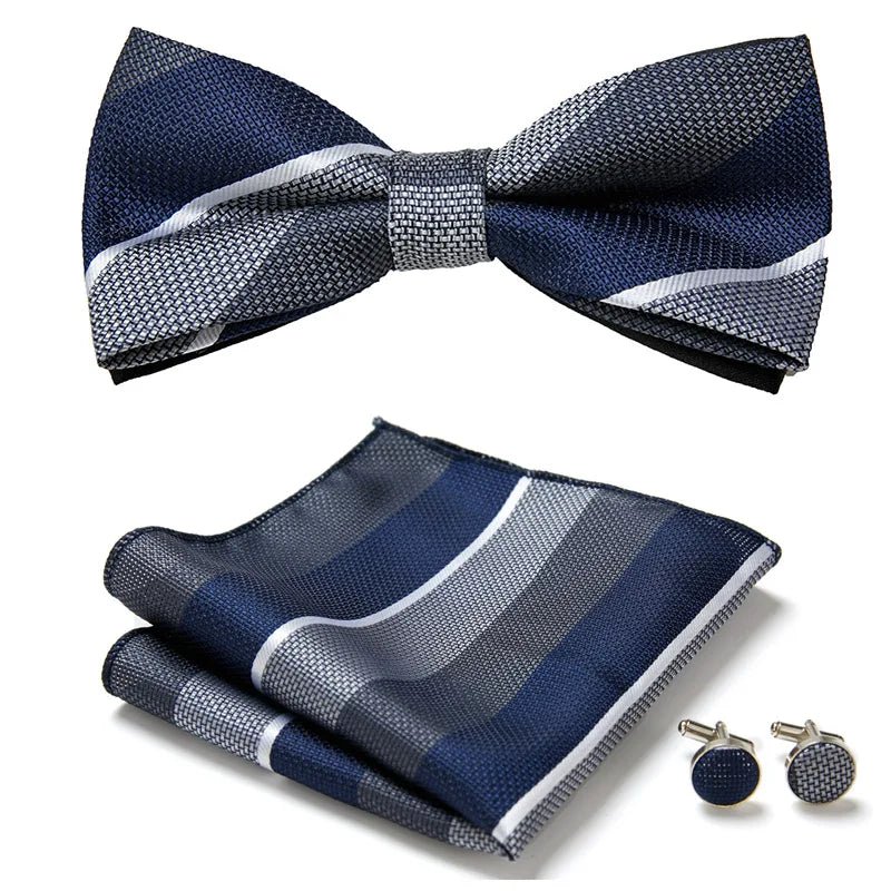 Slim Tie Set Men Bow Tie And Pocket Square Bowtie Necktie Cravate Handkerchief Man Corbatas Hombre Pajarita Fit Wedding - Luzilly Bridal & Apparel