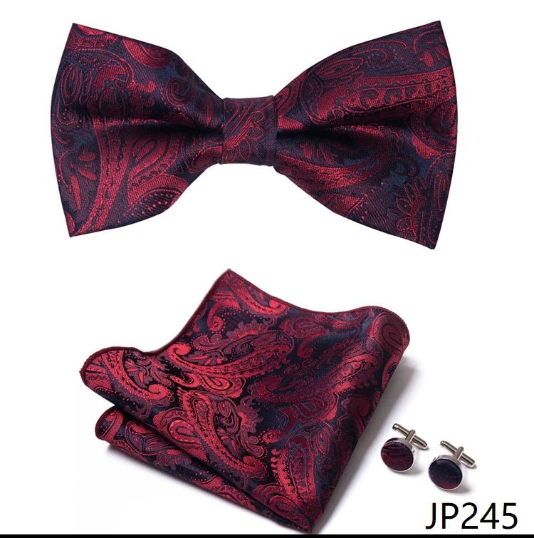 Slim Tie Set Men Bow Tie And Pocket Square Bowtie Necktie Cravate Handkerchief Man Corbatas Hombre Pajarita Fit Wedding - Luzilly Bridal & Apparel