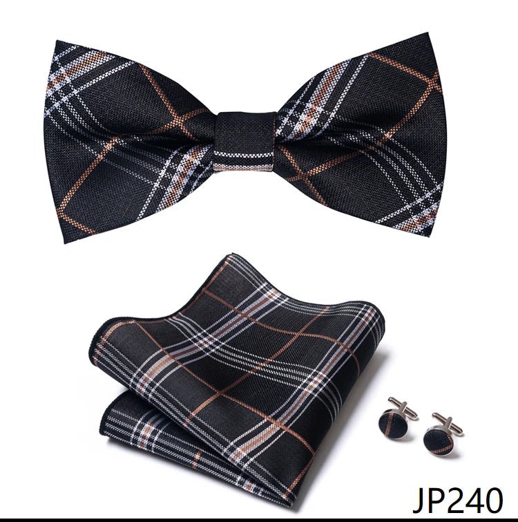 Slim Tie Set Men Bow Tie And Pocket Square Bowtie Necktie Cravate Handkerchief Man Corbatas Hombre Pajarita Fit Wedding - Luzilly Bridal & Apparel