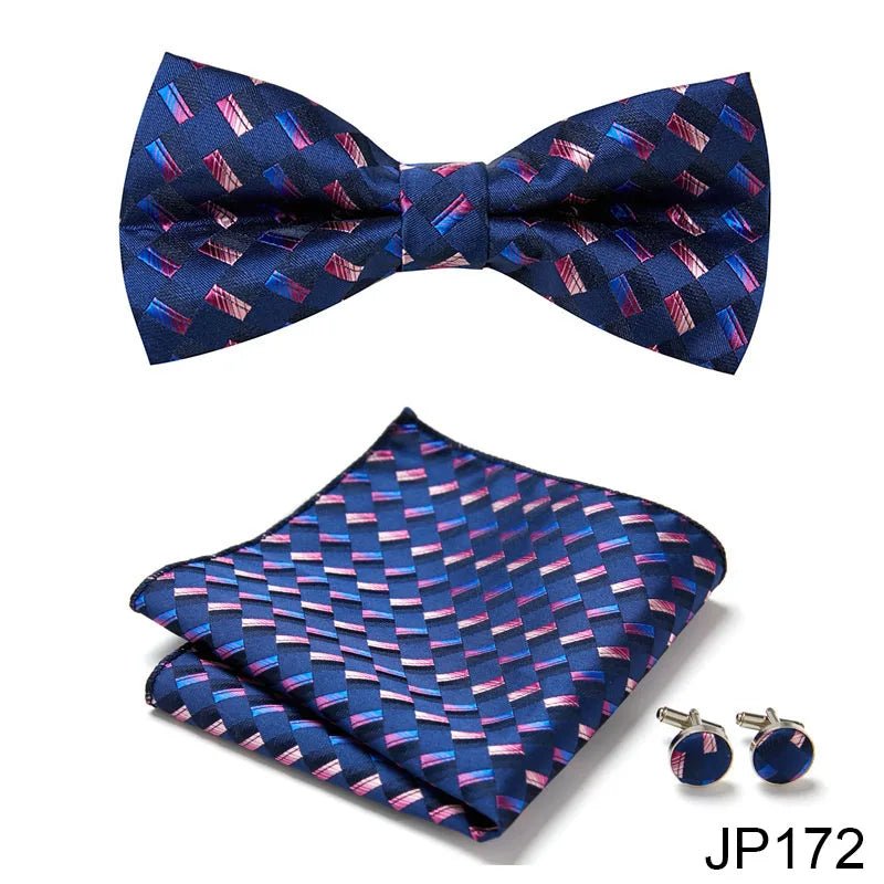 Slim Tie Set Men Bow Tie And Pocket Square Bowtie Necktie Cravate Handkerchief Man Corbatas Hombre Pajarita Fit Wedding - Luzilly Bridal & Apparel