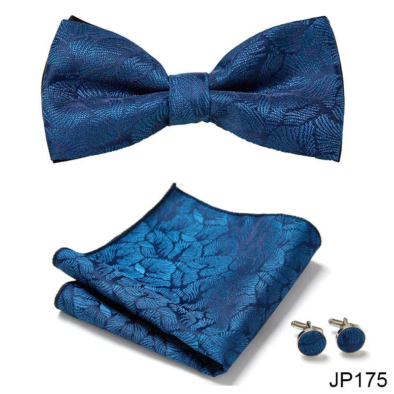 Slim Tie Set Men Bow Tie And Pocket Square Bowtie Necktie Cravate Handkerchief Man Corbatas Hombre Pajarita Fit Wedding - Luzilly Bridal & Apparel