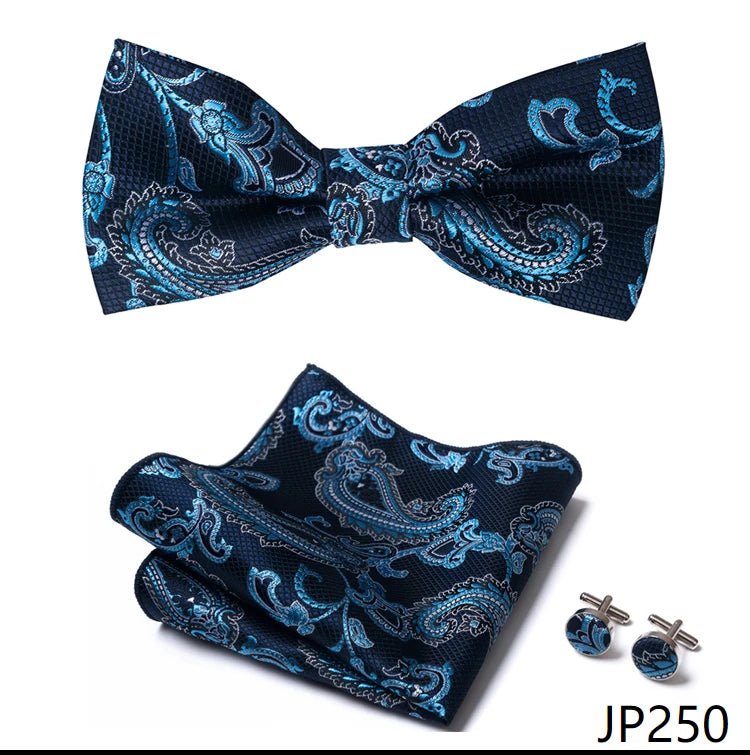Slim Tie Set Men Bow Tie And Pocket Square Bowtie Necktie Cravate Handkerchief Man Corbatas Hombre Pajarita Fit Wedding - Luzilly Bridal & Apparel