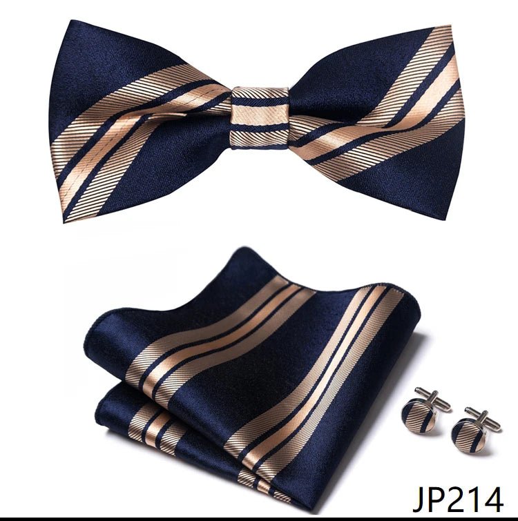 Slim Tie Set Men Bow Tie And Pocket Square Bowtie Necktie Cravate Handkerchief Man Corbatas Hombre Pajarita Fit Wedding - Luzilly Bridal & Apparel