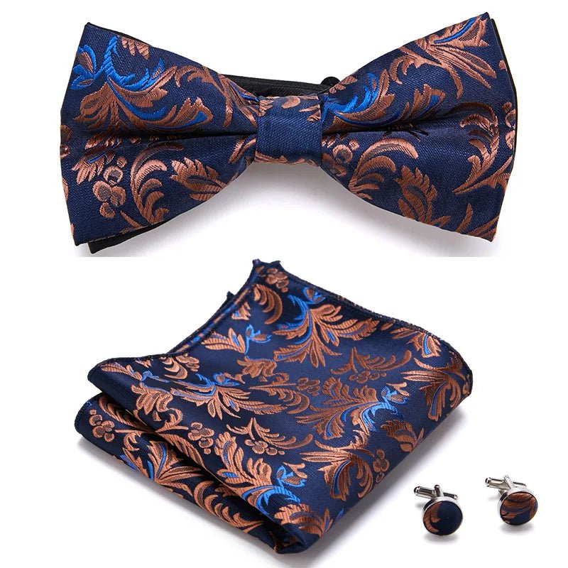 Slim Tie Set Men Bow Tie And Pocket Square Bowtie Necktie Cravate Handkerchief Man Corbatas Hombre Pajarita Fit Wedding - Luzilly Bridal & Apparel