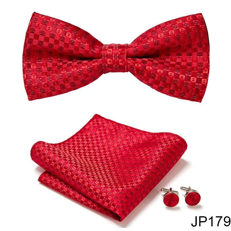 Slim Tie Set Men Bow Tie And Pocket Square Bowtie Necktie Cravate Handkerchief Man Corbatas Hombre Pajarita Fit Wedding - Luzilly Bridal & Apparel