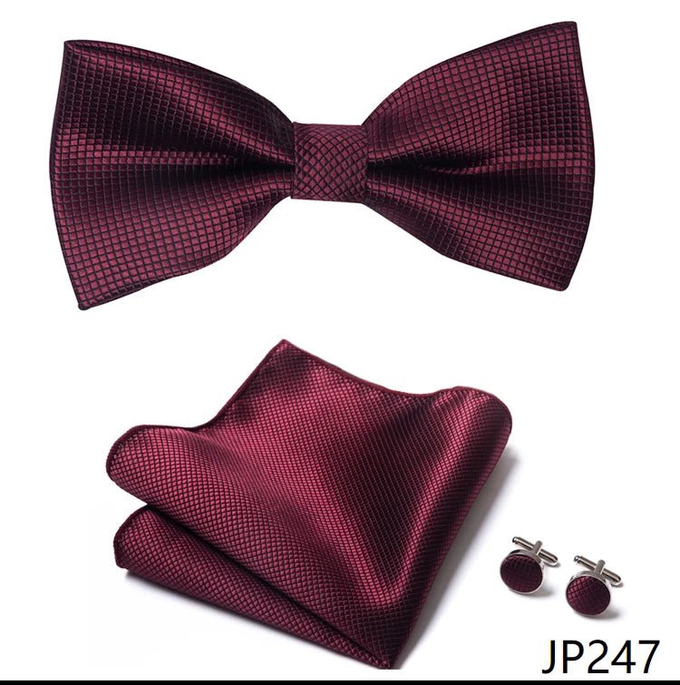 Slim Tie Set Men Bow Tie And Pocket Square Bowtie Necktie Cravate Handkerchief Man Corbatas Hombre Pajarita Fit Wedding - Luzilly Bridal & Apparel