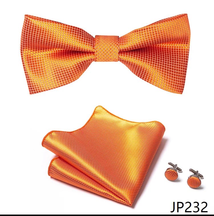 Slim Tie Set Men Bow Tie And Pocket Square Bowtie Necktie Cravate Handkerchief Man Corbatas Hombre Pajarita Fit Wedding - Luzilly Bridal & Apparel